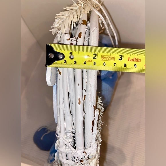 3/75$ Christmas white&blue‎ wicker Door Wreath with Stuffed SnowMan - Picture 5 of 13